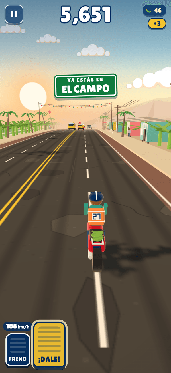 El Corre Corre: la carretera sale de la ciudad, con el letrero de que ya estás en El Campo.