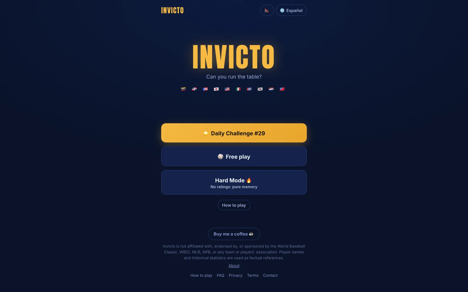 Invicto: Draft nine players across all six World Baseball Classics and try to go 7-0. Ships in four languages.