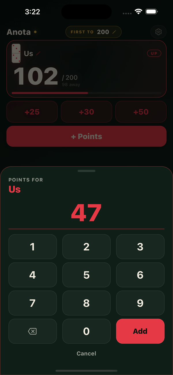 Anota keypad for entering a round’s points.
